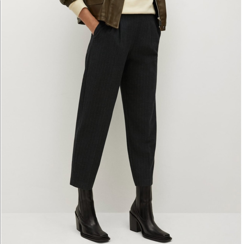 MANGO pleat texture pants in grey